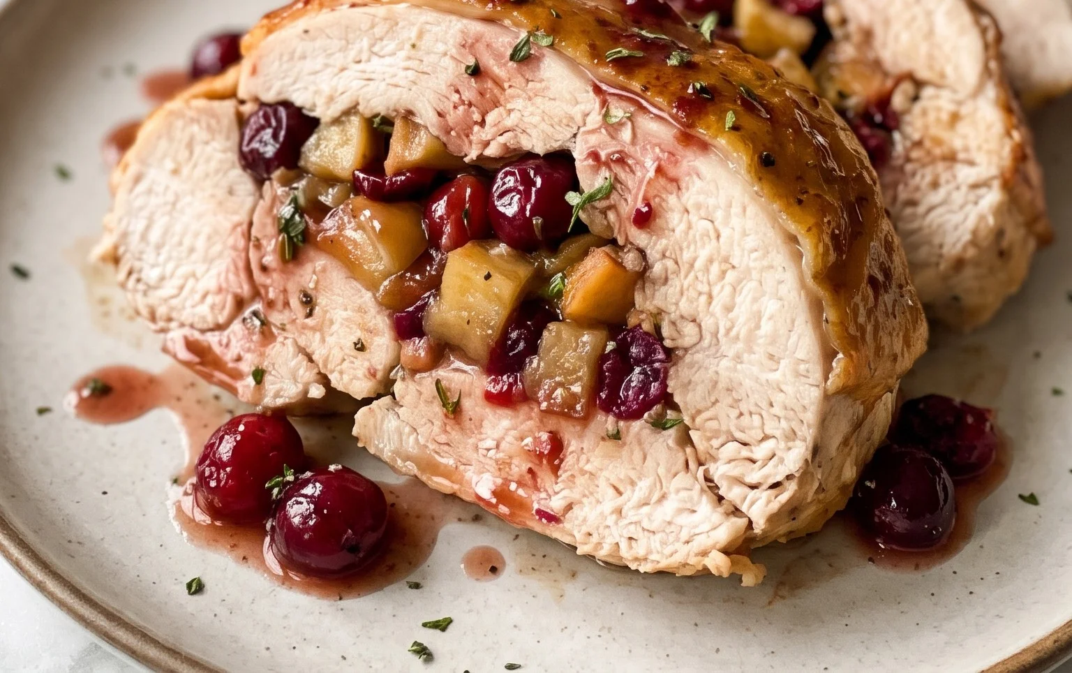 Apple Cranberry Stuffed Turkey Breast