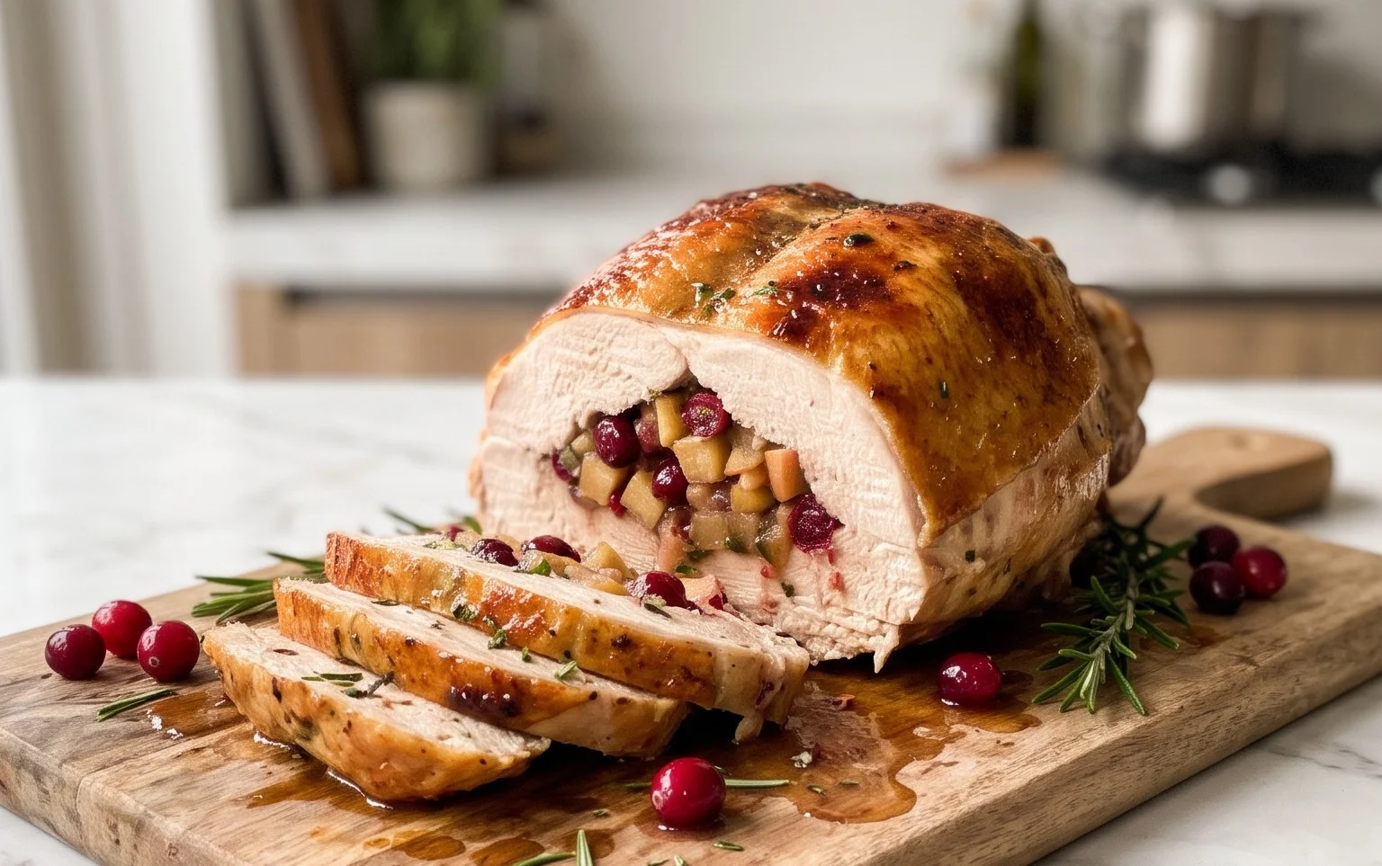 Apple Cranberry Stuffed Turkey Breast