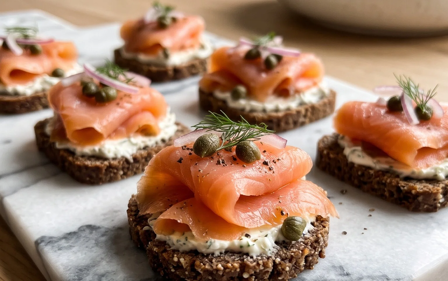 Smoked Salmon & Rye Canapés